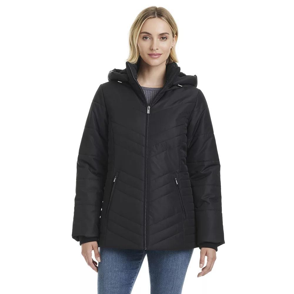 Women's d.e.t.a.i.l.s Triple Chevron Puffer Jacket with Detachable Hood, Size: XXL, Beige Product Image