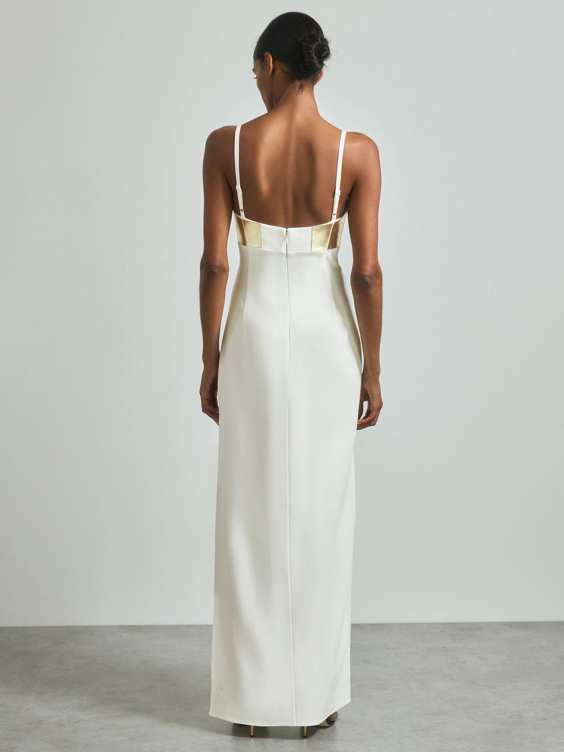 Atelier Metallic Bustier Maxi Dress in Off White Product Image