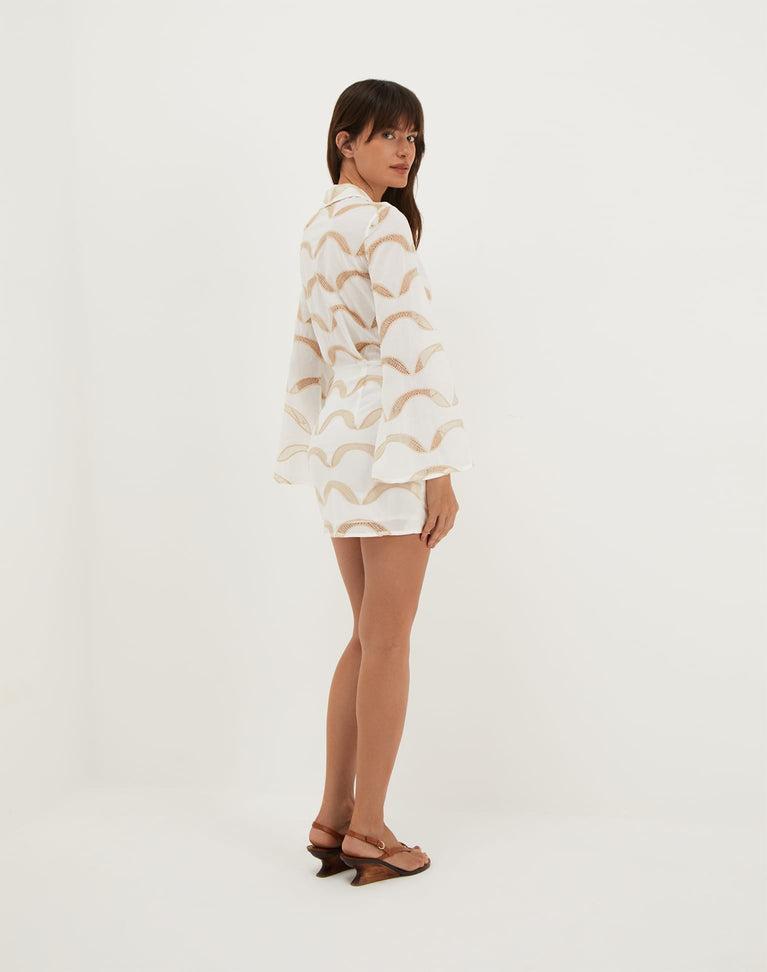 Eyelet Mea Short Dress - Off White Product Image