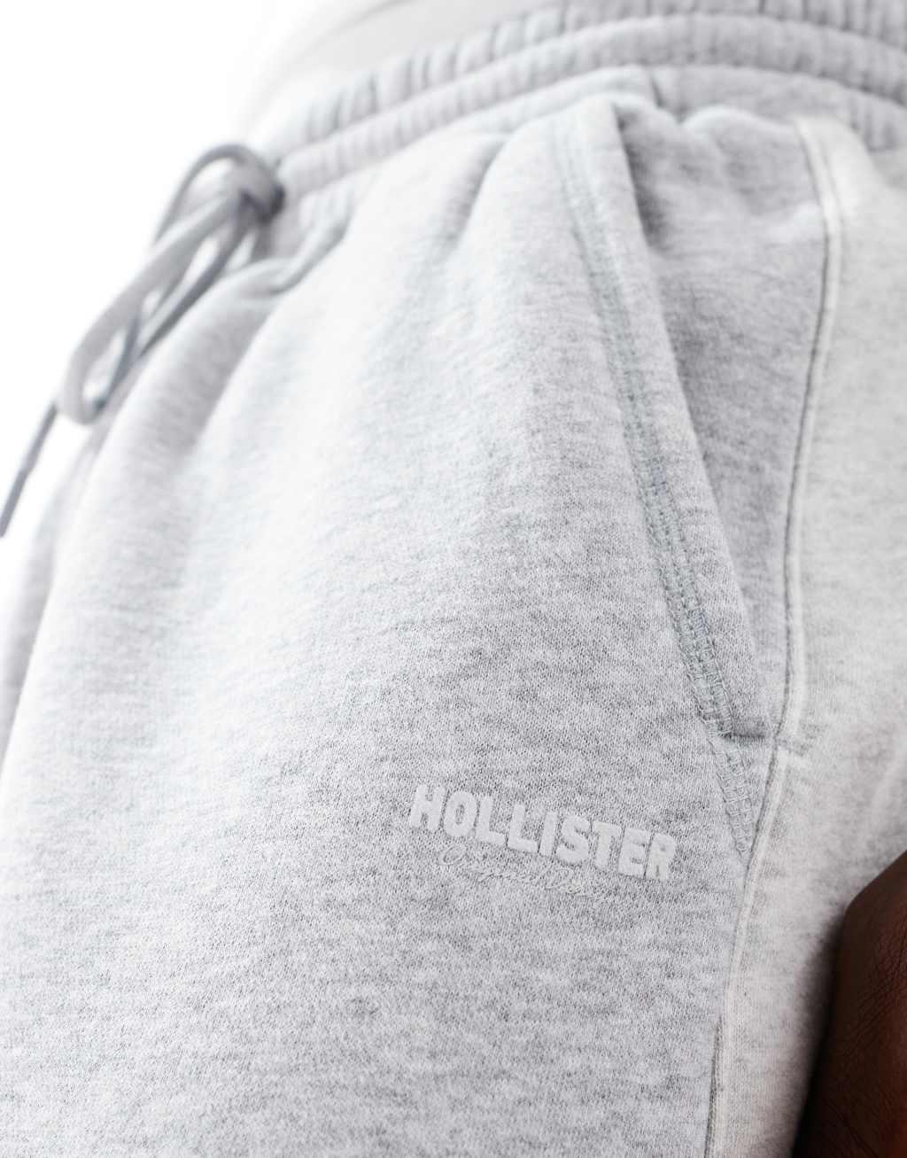 Hollister baggy varsity side stripe sweatpants in gray Product Image