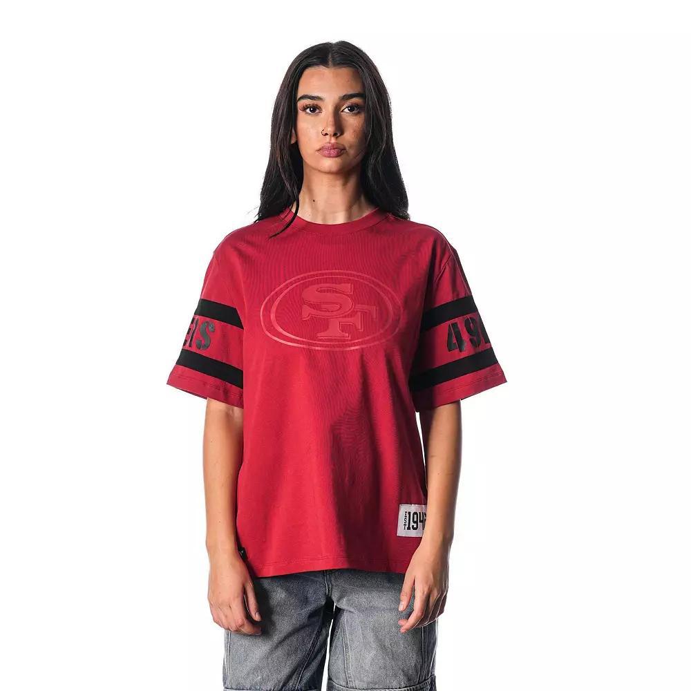 Women's The Wild Collective Scarlet San Francisco 49ers Drop Shoulder T-Shirt, Size: Large, Red Product Image