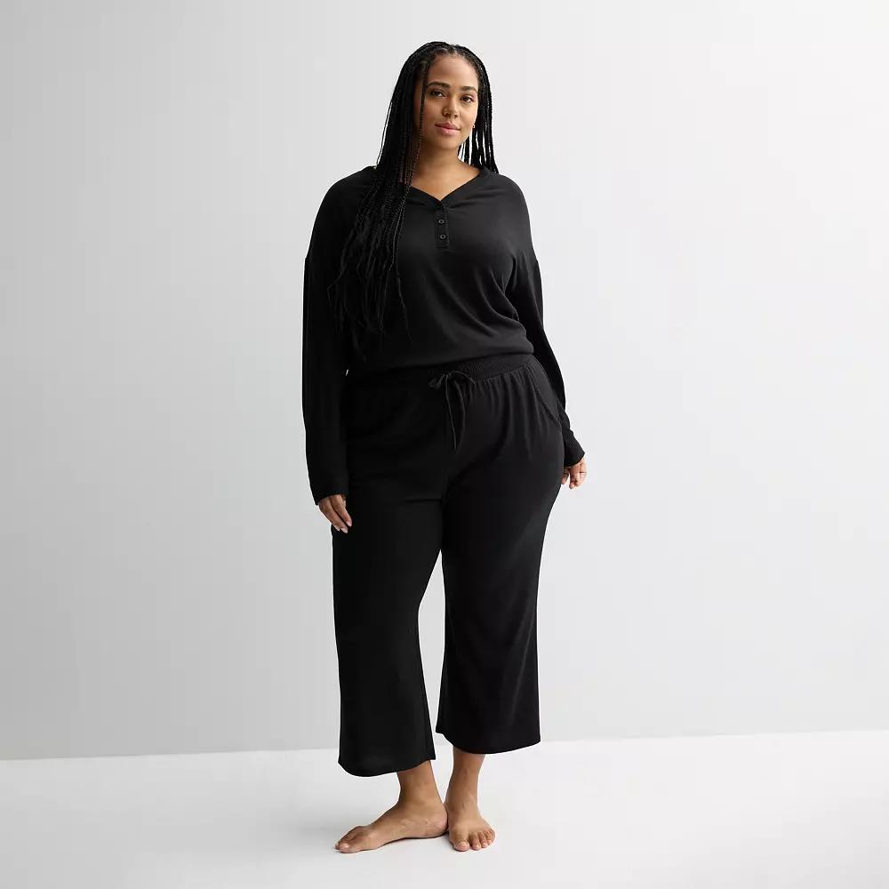 Plus Size Sonoma Goods For Life® Open Hem Cropped Pajama Pants, Women's, Size: 3XL, Pitch Black Product Image