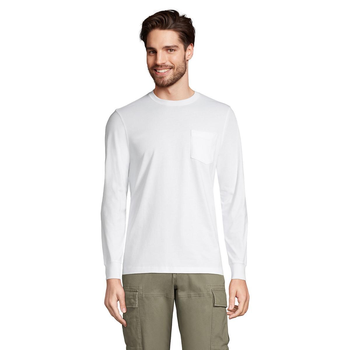Big & Tall Lands End Long Sleeve Super Pocket Tee, Mens Product Image