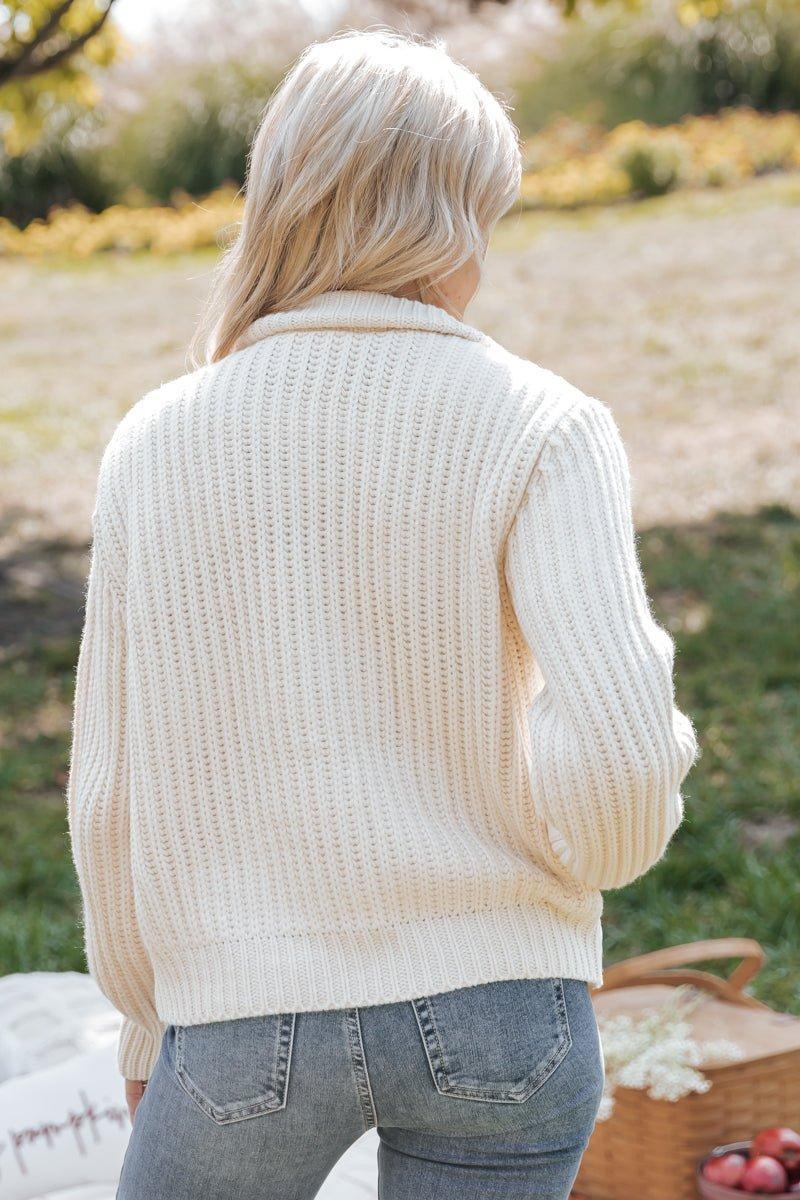 Cream Button Down Hybrid Sweater Jacket Product Image