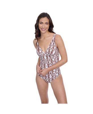 Profile by Gottex Womens Iota Ruched V-Neck One Piece Swimsuit Product Image