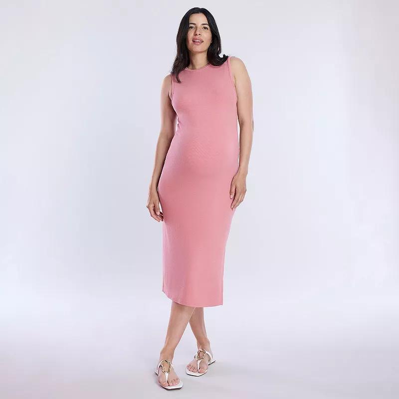 Maternity Motherhood® Rib Knit Midi Dress, Women's, Size: XS-MAT, Black Product Image