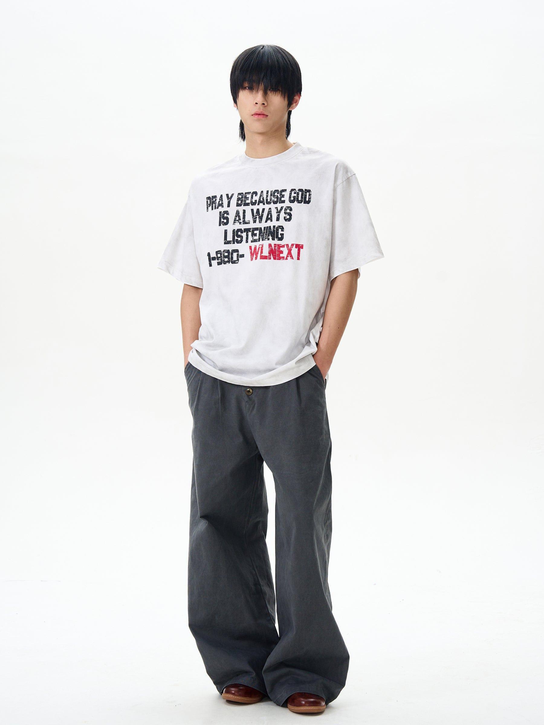RT No. 12623 BUTTONED PLEATED STRAIGHT PANTS Product Image