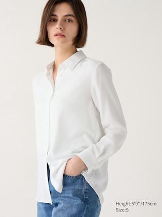 Womens Rayon Blouse White Small UNIQLO US Product Image