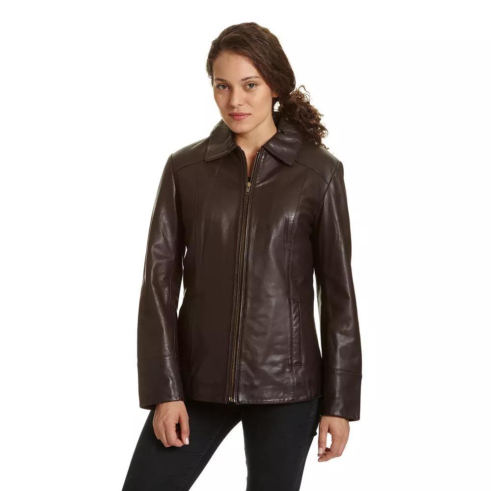 Women's Excelled Leather Scuba Jacket, Size: Small, Brown Product Image