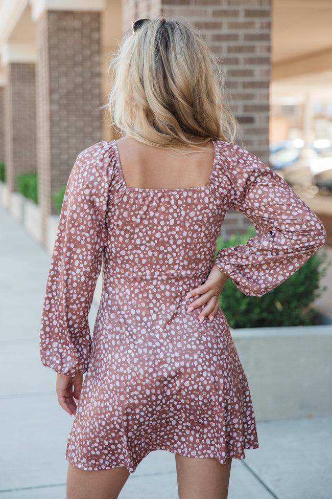 A Simple Song Brown Spotted Knit Dress FINAL SALE Product Image