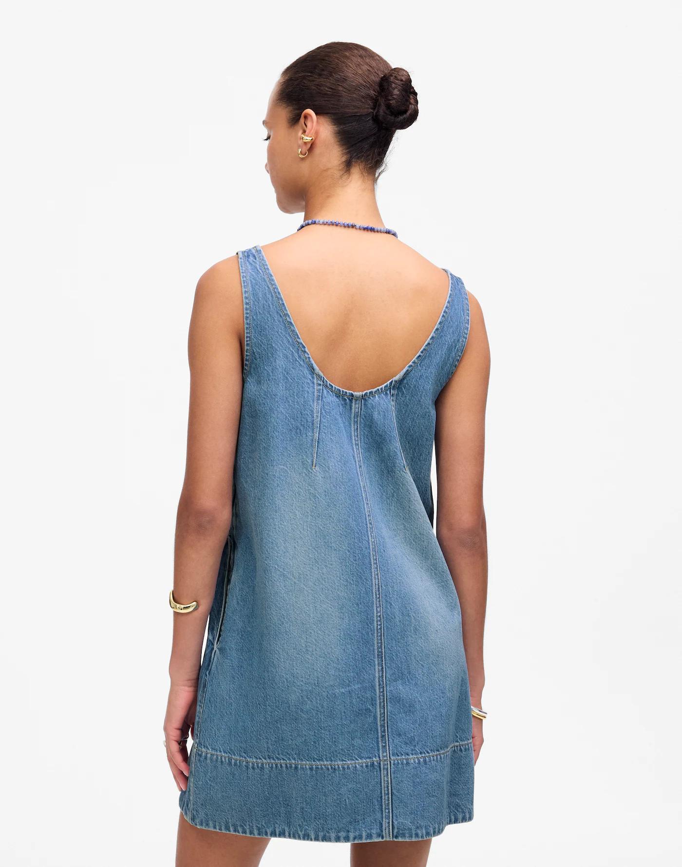 Denim Scoopneck Mini Dress Product Image