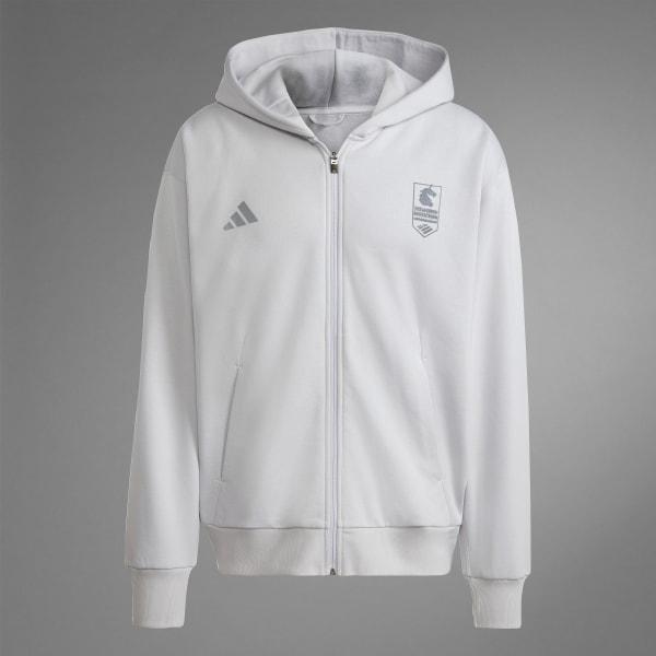 adidas Boston Marathon 2025 Full Zip Hoodie Dash Grey 2XL Mens Product Image
