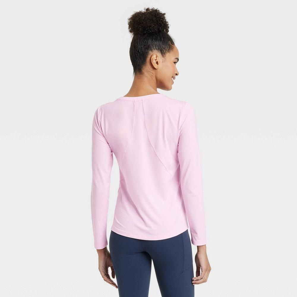 Women's Essential Crewneck Long Sleeve Top - All In Motion™ Light Pink S Product Image