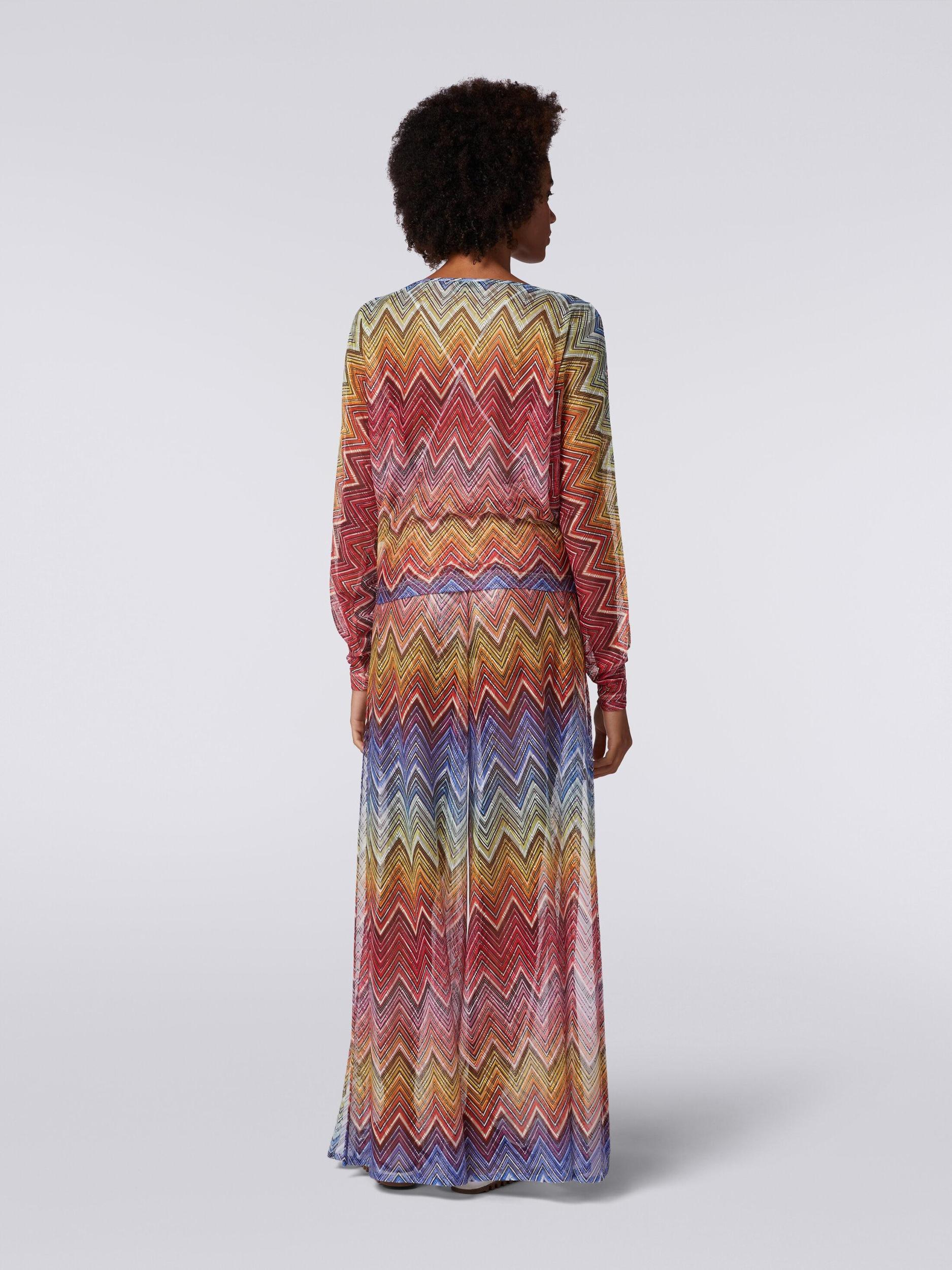 Long-sleeved blouse in zigzag print fabric Product Image
