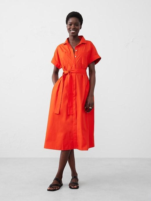 Tie-Waist Midi Shirtdress Product Image
