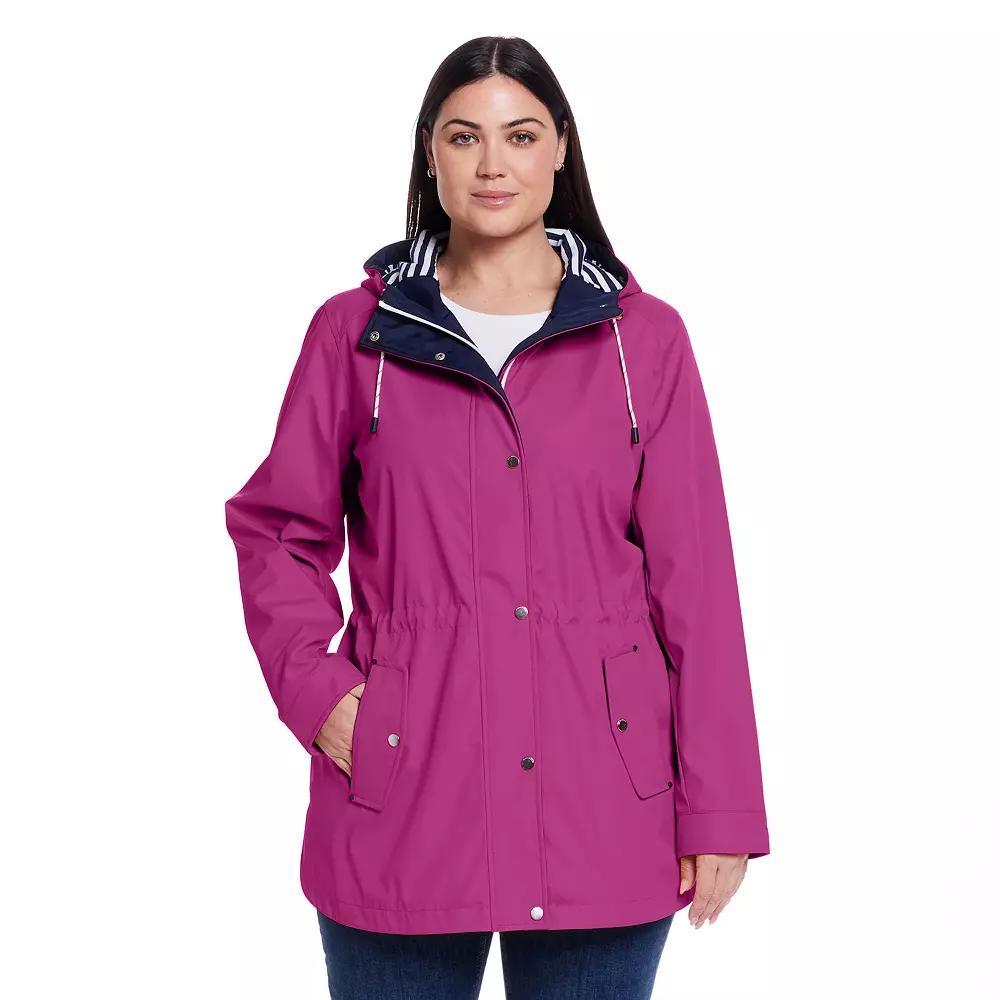 Plus Size Weathercast Hooded Nautical Anorak Jacket, Women's, Size: 1XL, Blue Product Image