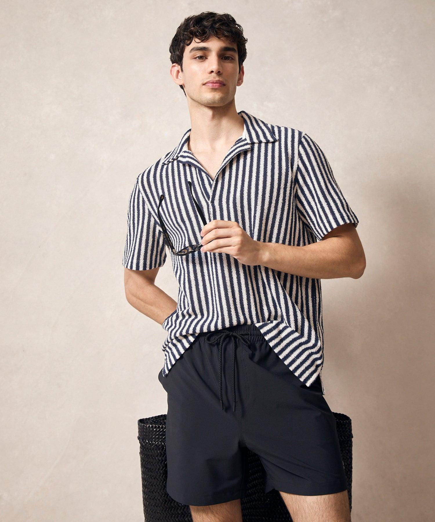 Vertical Stripe Polo in Classic Navy Product Image