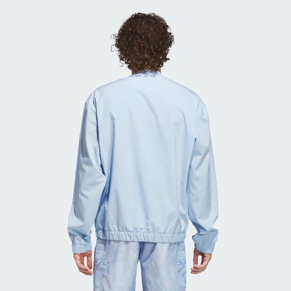 adidas Woven Pullover Crew Sweatshirt Royal Blue M Mens Product Image