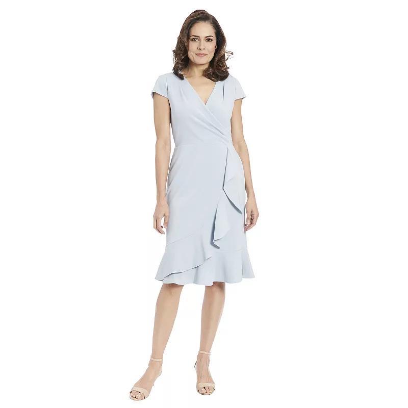 Women's London Times Cascade Ruffle Faux-Wrap Dress, Size: 16, Red Product Image