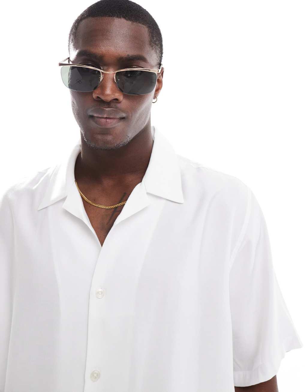 Bershka premium satin shirt in ecru  Product Image