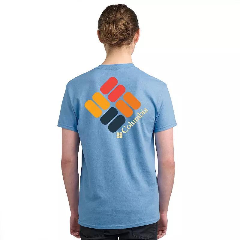 Mens Columbia Adventure Print Short Sleeve Graphic Tee Blue Product Image