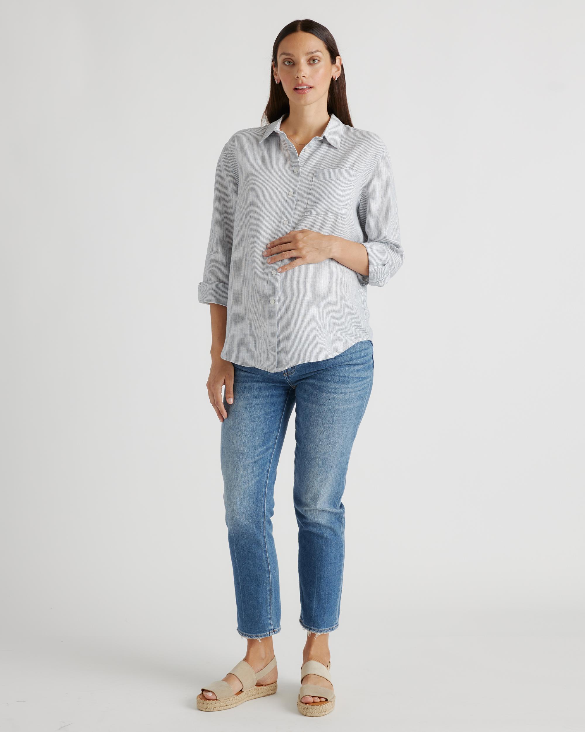 Quince | Women's 100% European Linen Maternity Long Sleeve Shirt Size XL Product Image