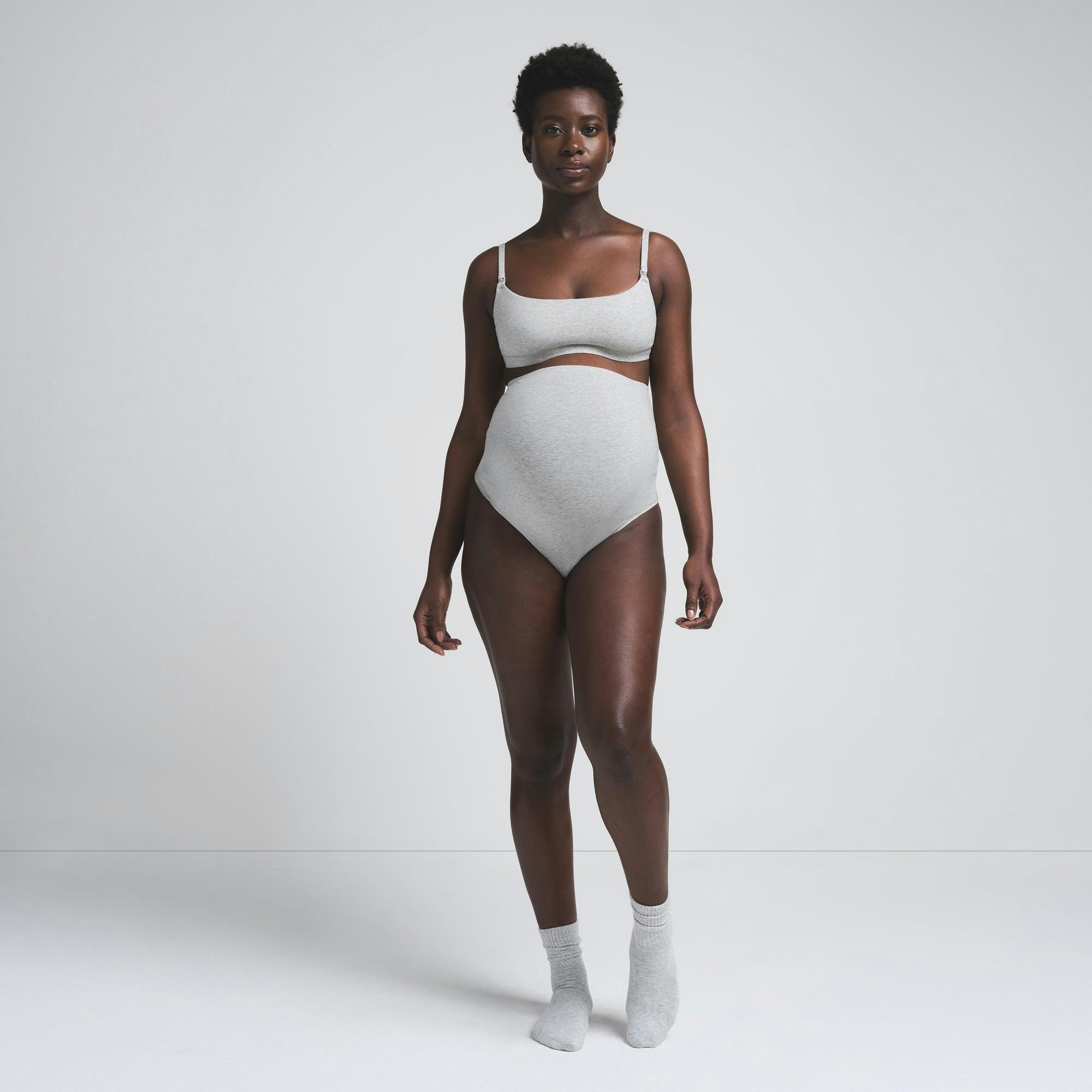 COTTON JERSEY MATERNITY NURSING SCOOP BRALETTE | LIGHT HEATHER GREY Product Image