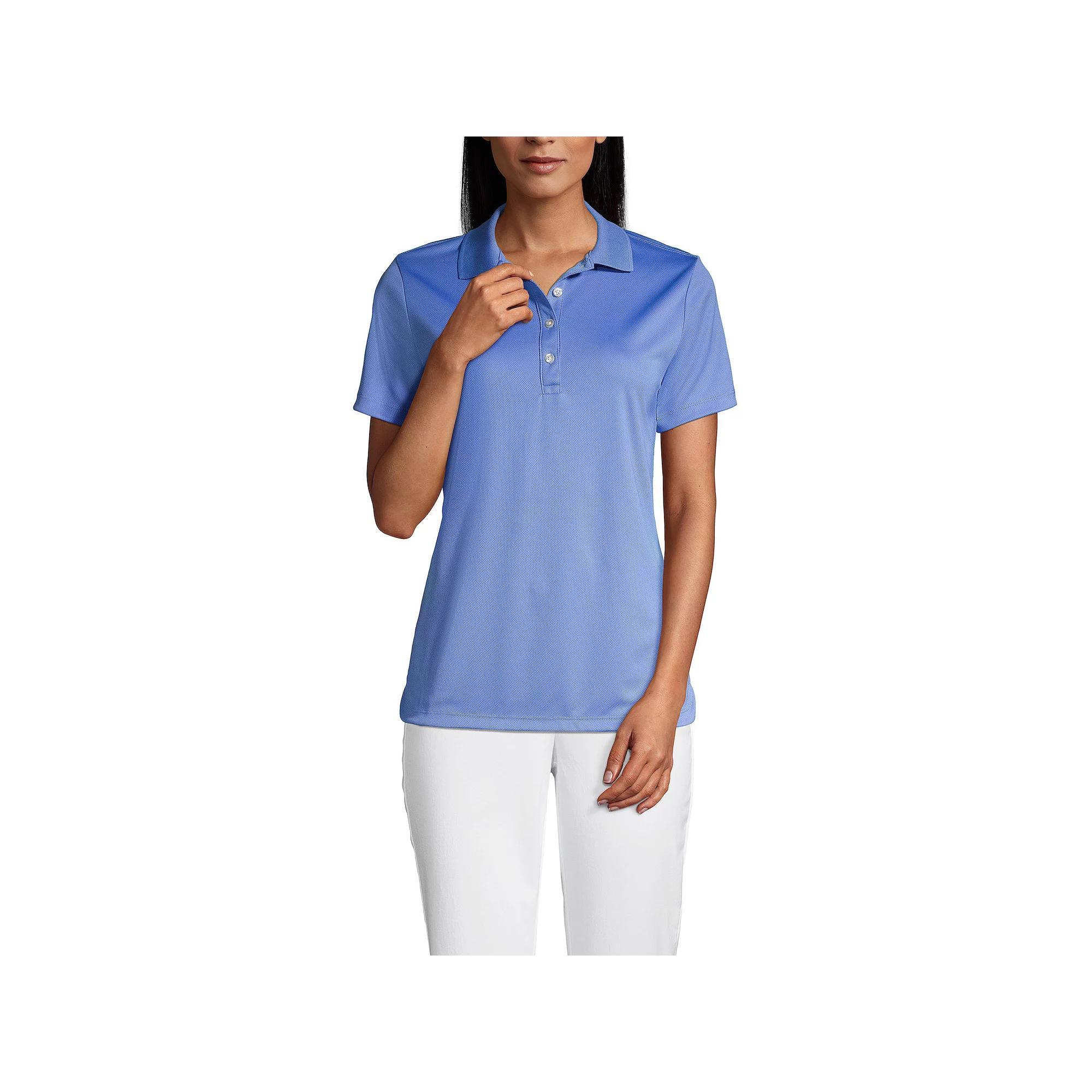 Women's Lands' End Short Sleeve Solid Active Polo Shirt, Size: XL, True Blue Product Image