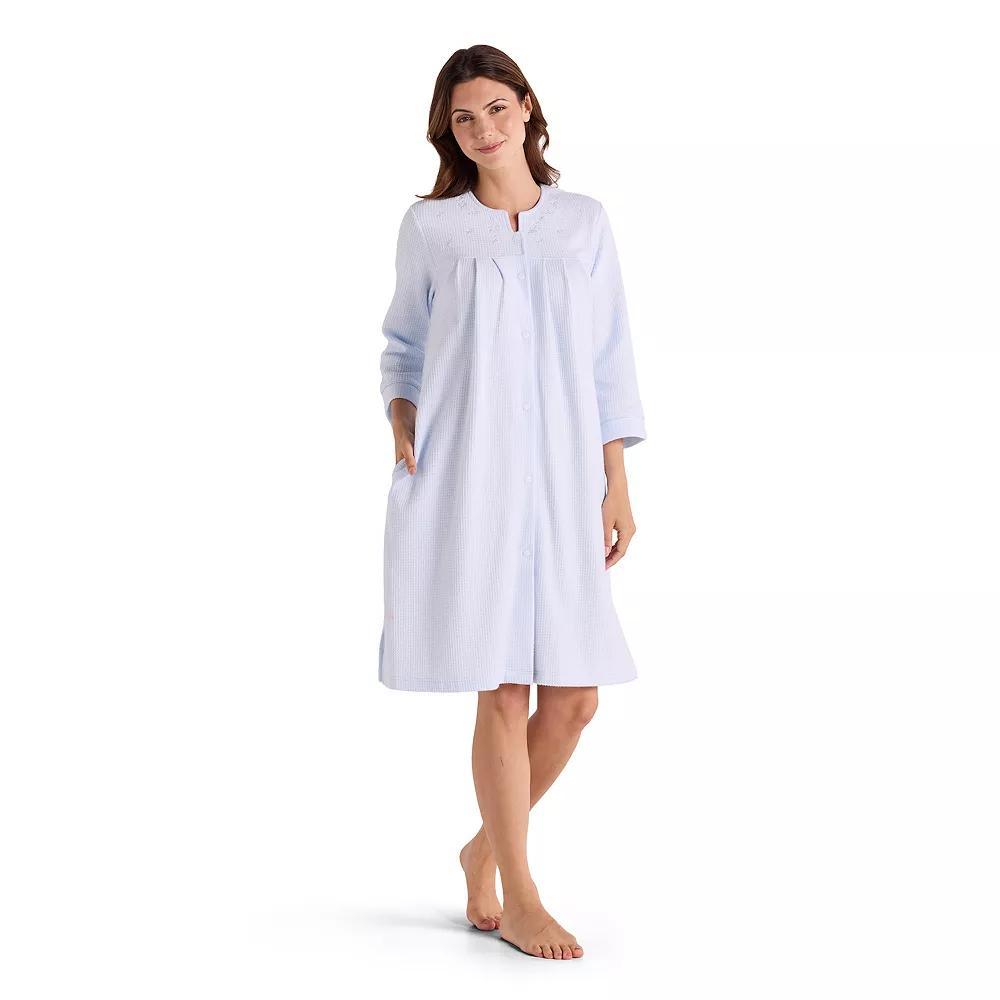 Womens Miss Elaine Essentials Brushed Waffle Short Snap Robe Product Image