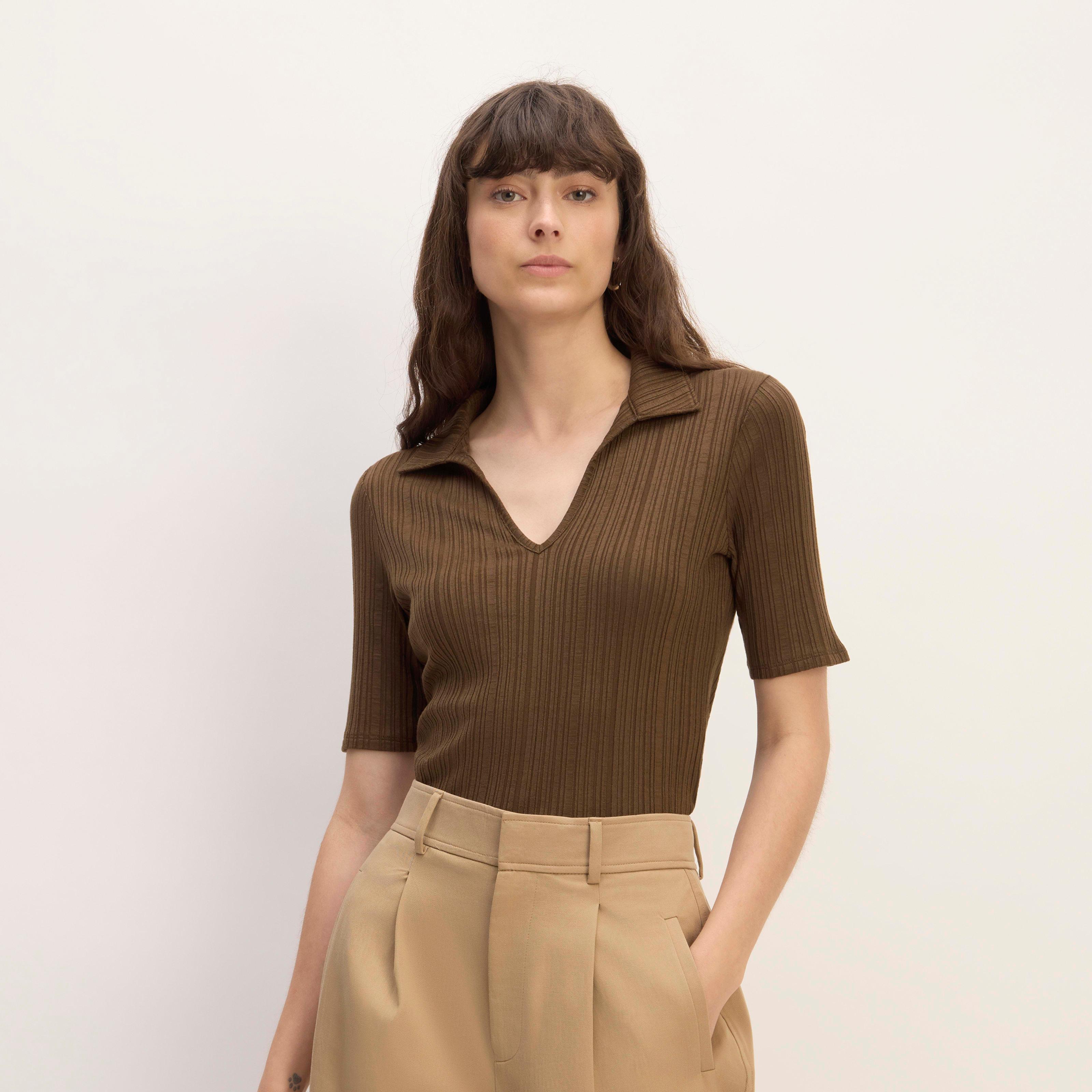 The Rib Soft Knit Open Collar Polo Product Image