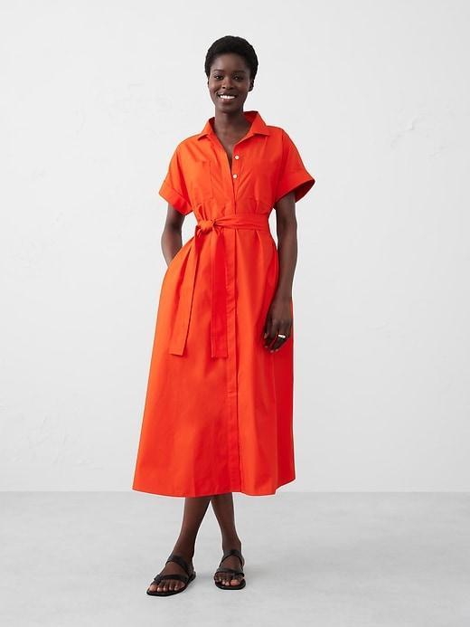 Tie-Waist Midi Shirtdress Product Image