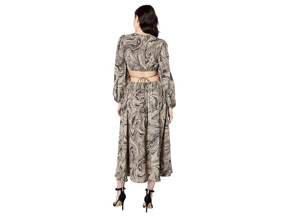 MOON RIVER Marble Print Cutout Midi Dress Multi) Women's Clothing Product Image