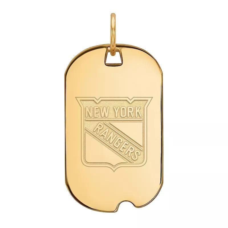 LogoArt New York Rangers Sterling Silver Small Logo Dog Tag Pendant, Women's, Size: 13MM, Gold Tone Product Image