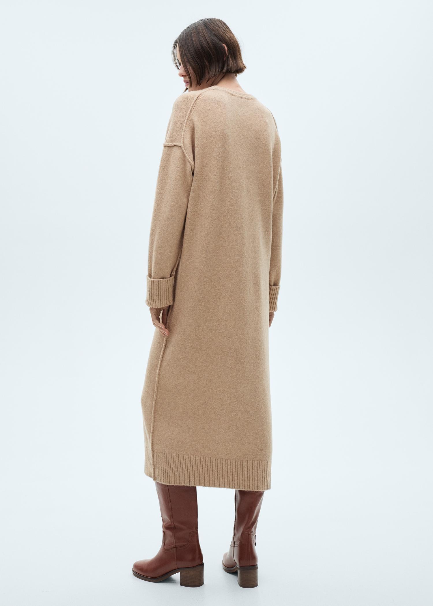 Knitted dress with ribbed finishes - Women | MANGO USA Product Image