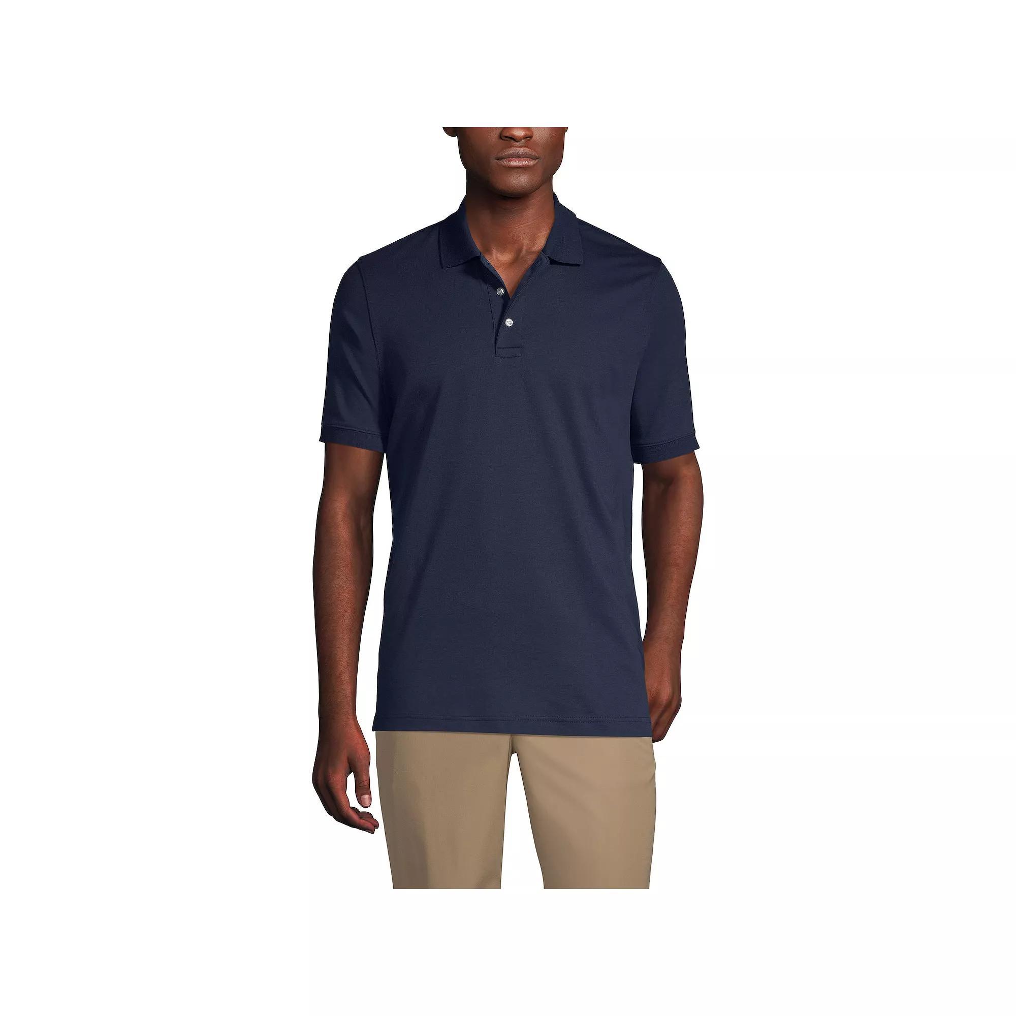 Men's Lands' End Short Sleeve Interlock Polo Shirt, Size: Small, White Product Image