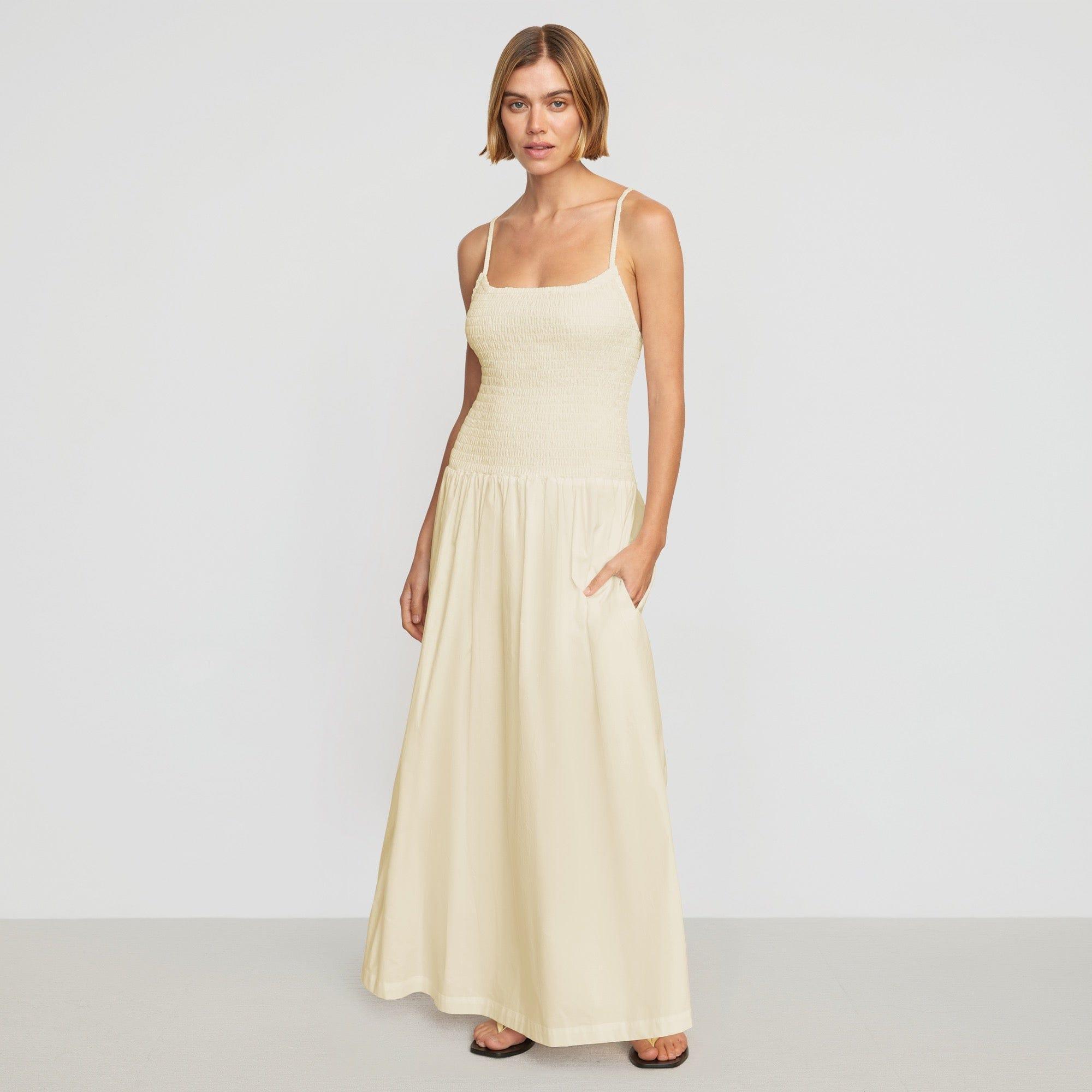 Venus Smocked Organic Cotton Midi Dress Product Image