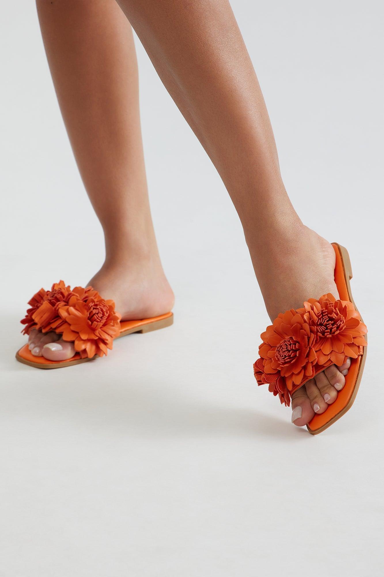 Mariela Flower Sandals - Orange Product Image