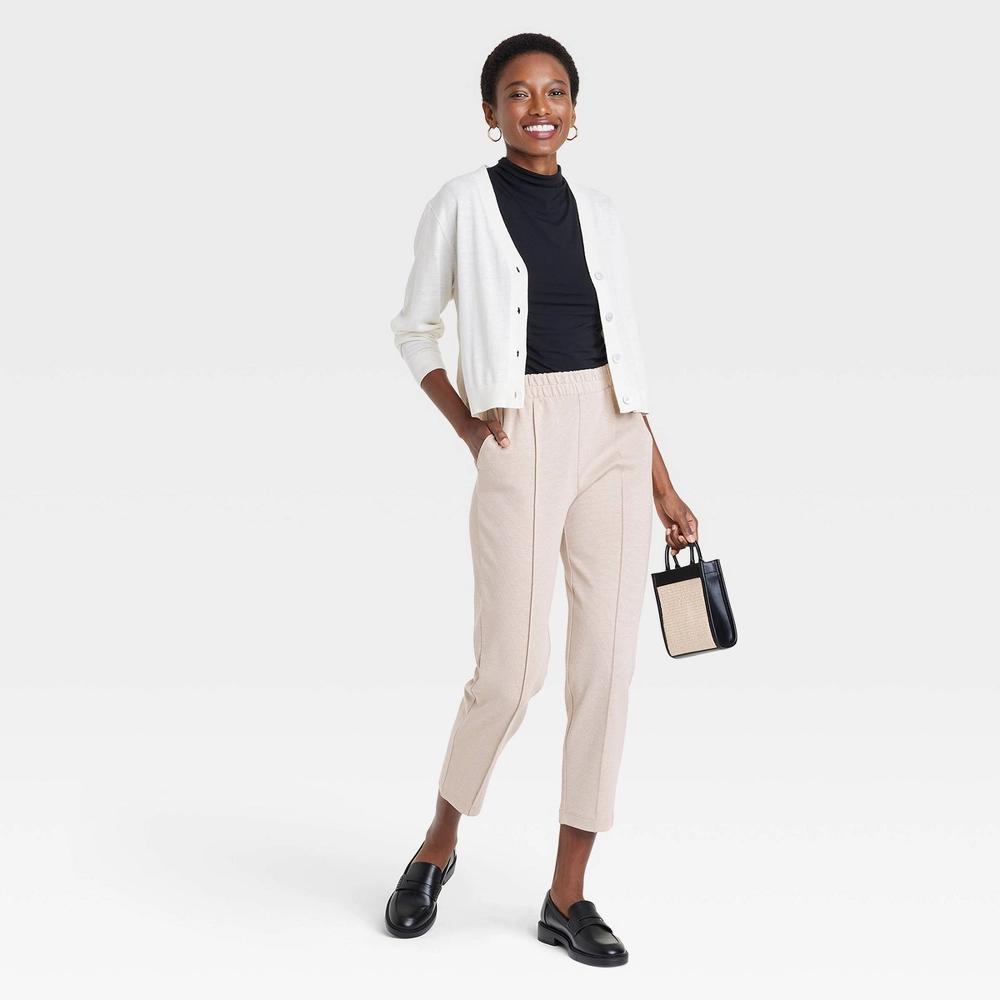 Women's High-Rise Tapered Ankle Knit Pull-On Pants - A New Day™ Product Image