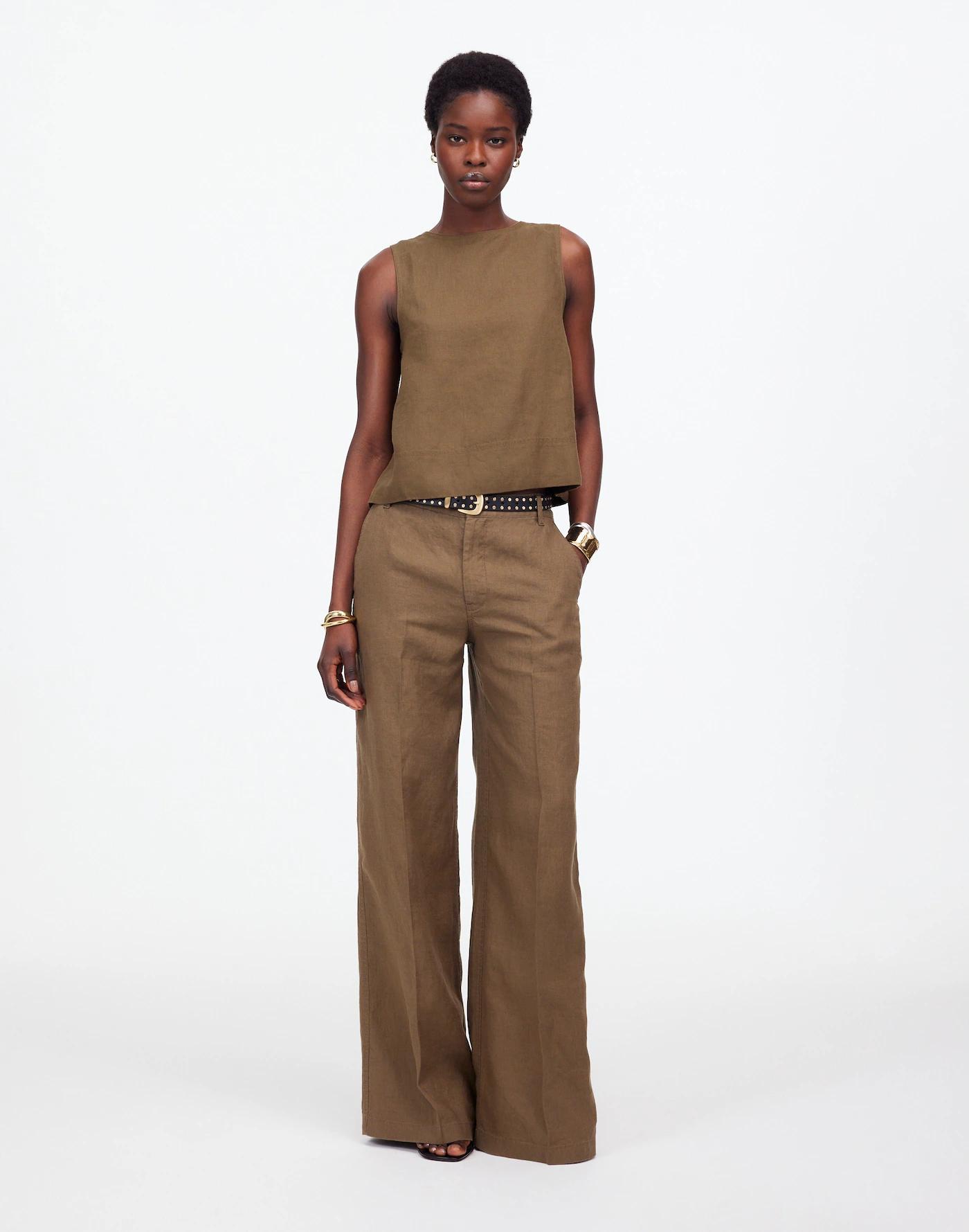 Linen Pleated Shell Top Product Image