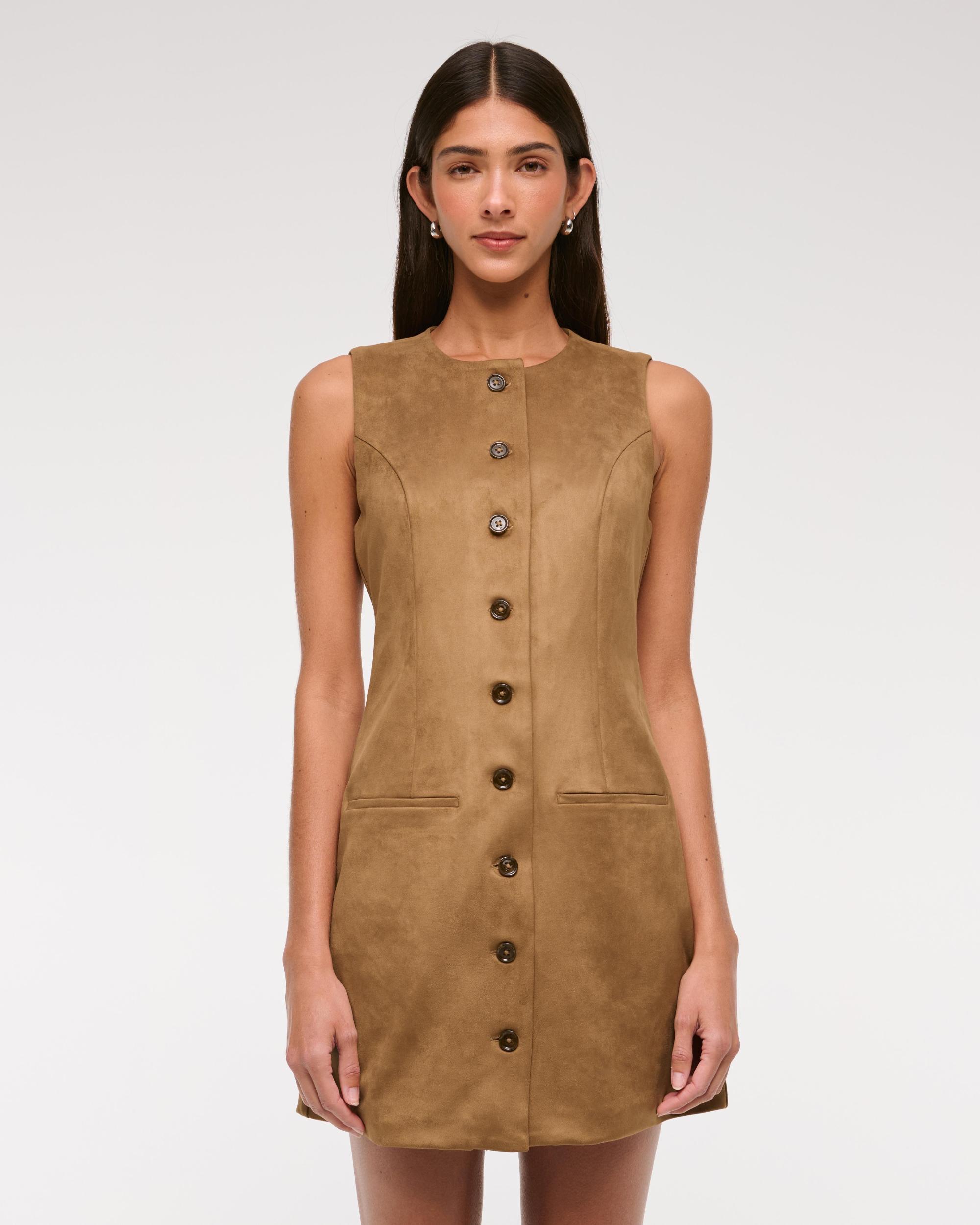 The A&F Mara Vegan Suede Mini Dress Product Image