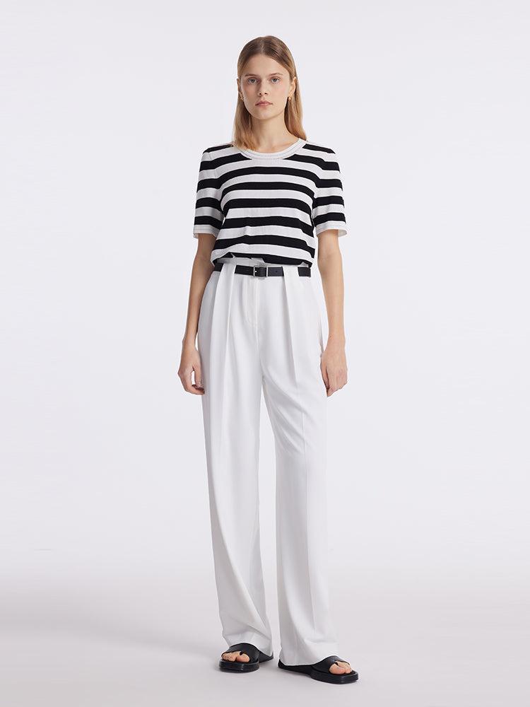 Round Neck Striped Knitted Women Top Product Image