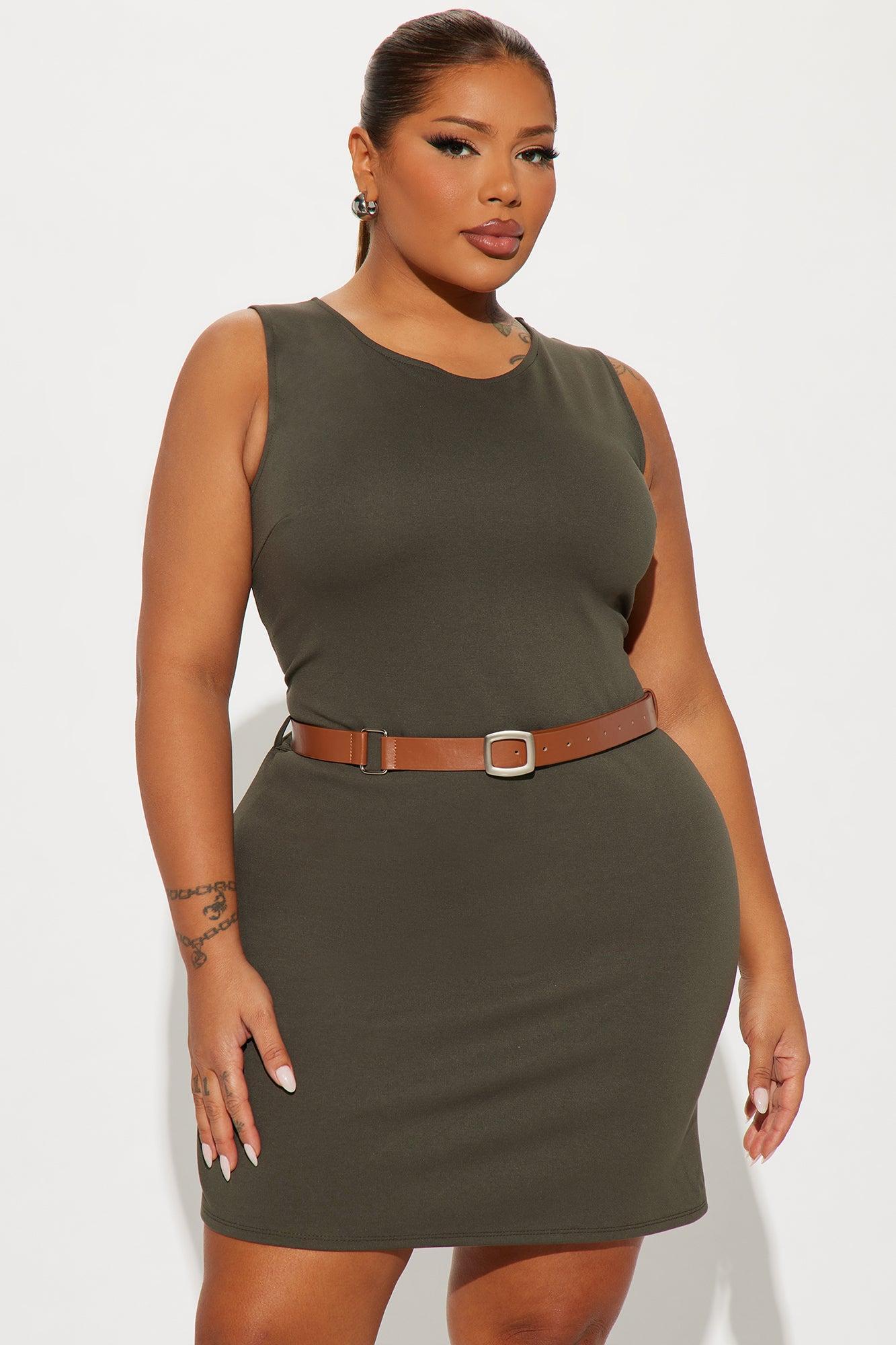 Willa Belted Mini Dress - Olive Product Image