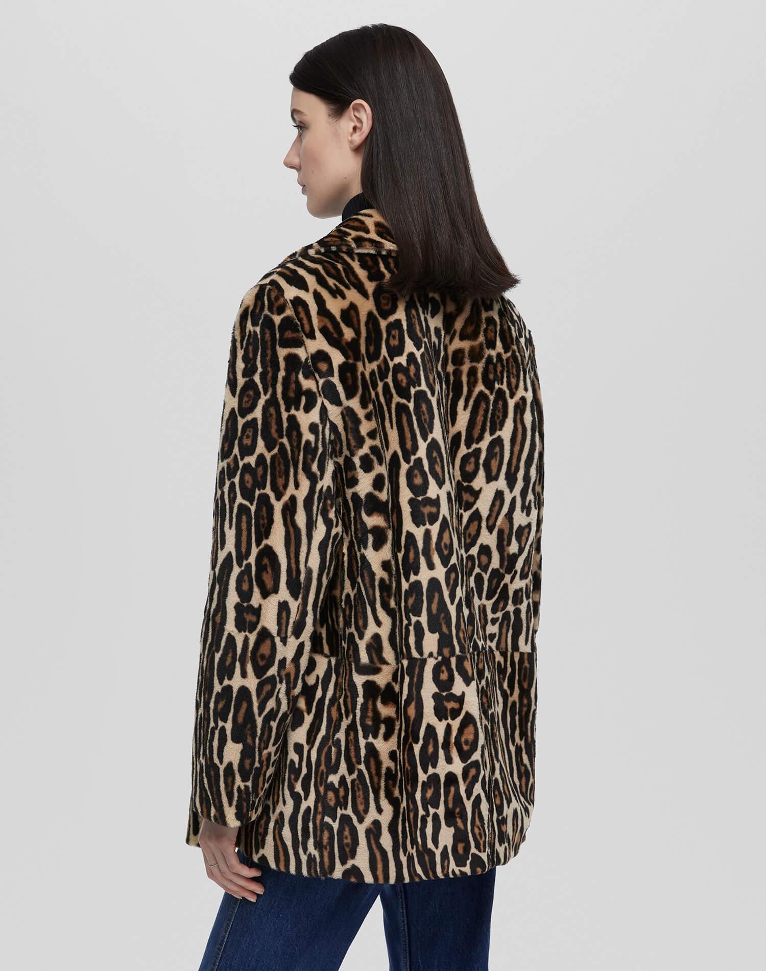 Leopard Shearling Peacoat - Leopard Print Female Product Image