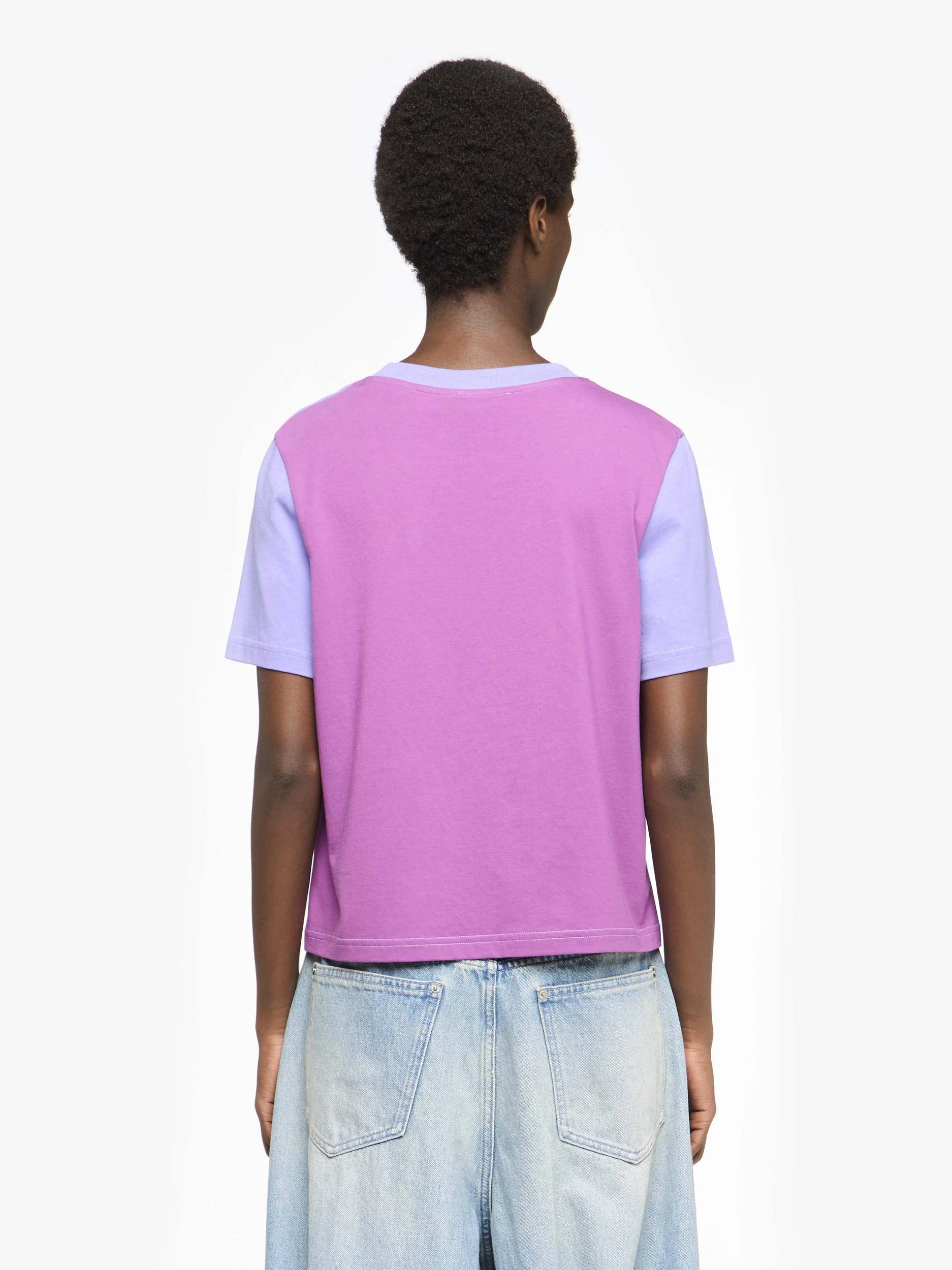 PANELLED CROPPED T-SHIRT WITH ANCHOR EMBROIDERY Product Image