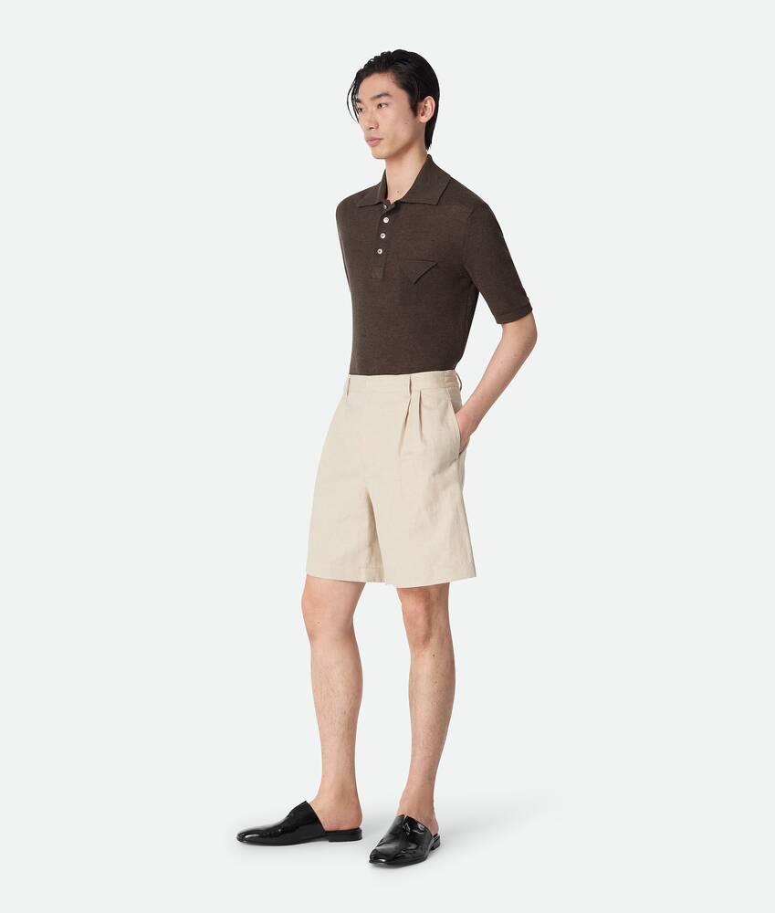 Men's Cotton And Linen Twill Shorts in Chalk/rock melange Product Image