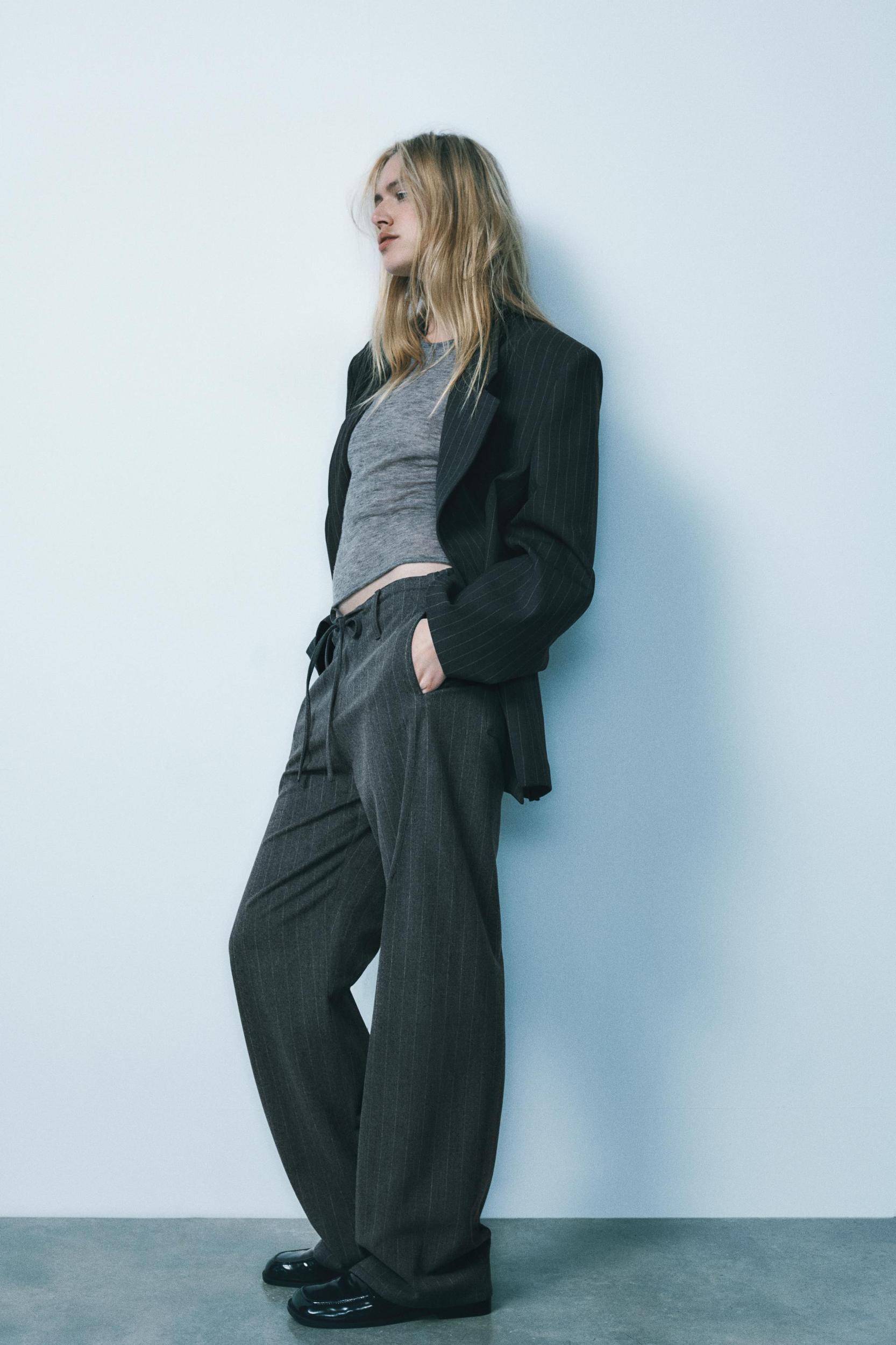 STRIPED DRAWSTRING FLANNEL PANTS Product Image