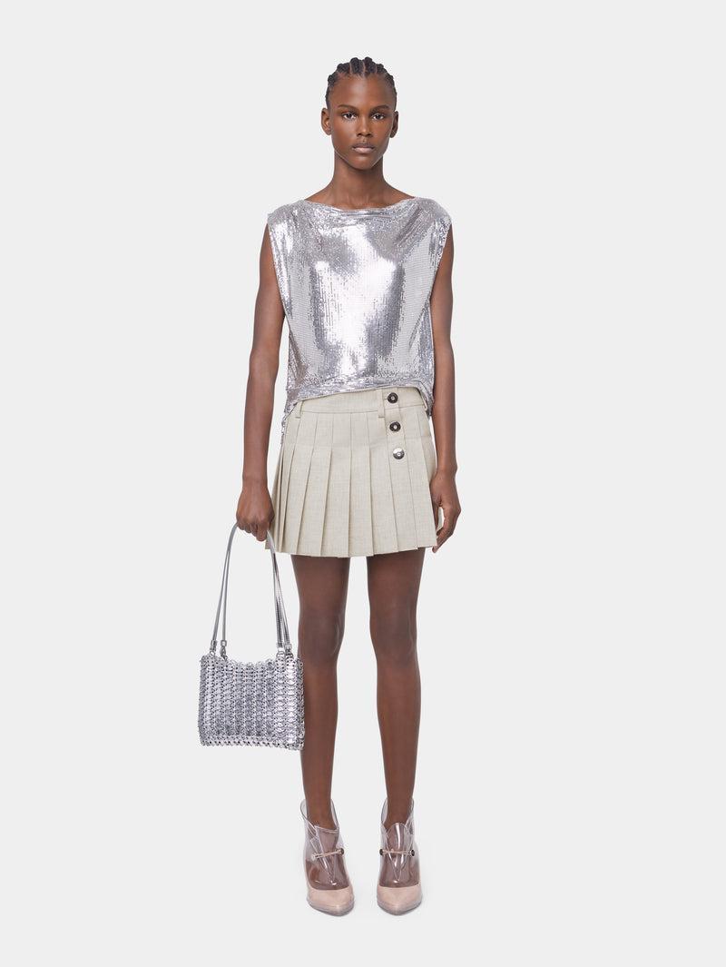 BEIGE MINI SKIRT IN MOTTLED WOOL Product Image