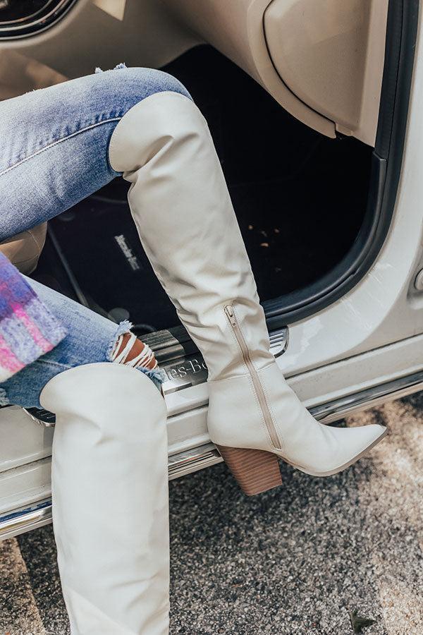 The Spell Faux Leather Over The Knee Boot In White Product Image