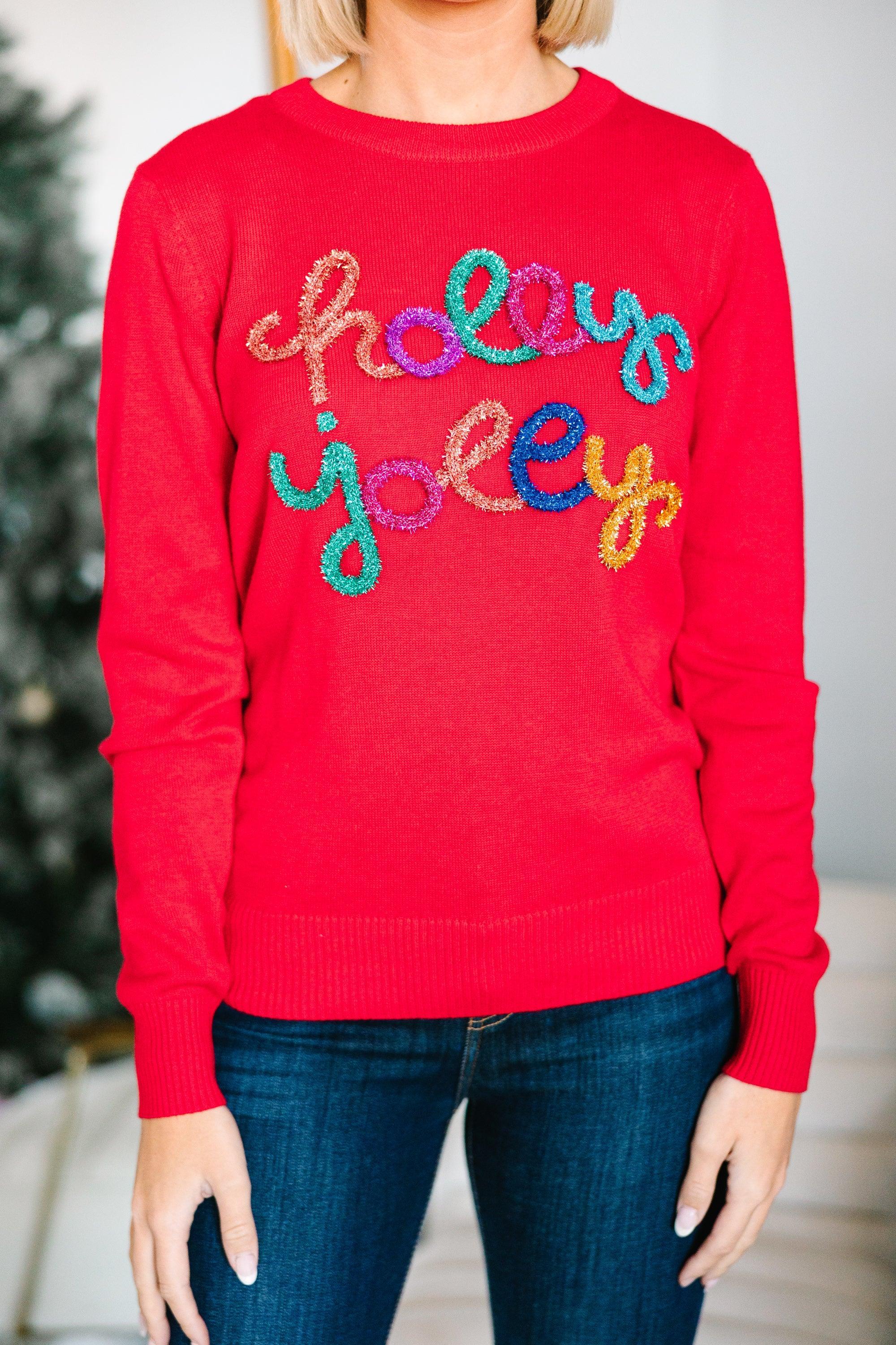 Holly Jolly Red Script Sweater Female Product Image