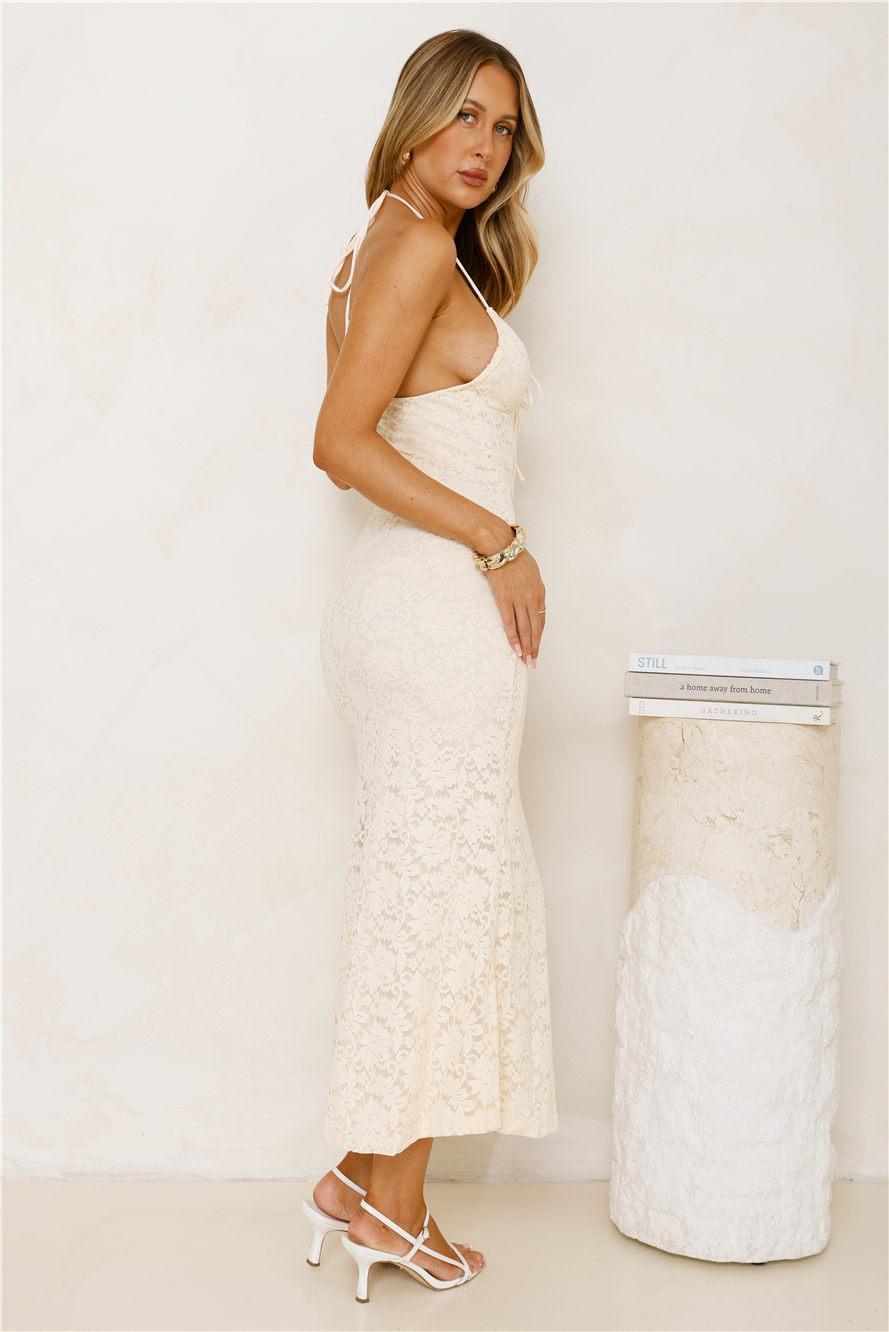 Iconic In Style Lace Midi Dress Cream Product Image